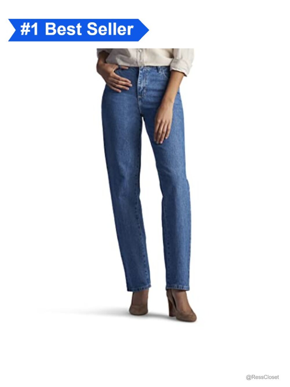Relaxed Fit All Cotton Straight Leg Jeans Mid Rise 5-Pocket Ankle